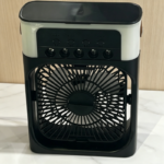 Portable Spray Desk Fan with 5 Water Mist Holes, Rechargeable Multifunctional Mini Cooling Fan with Light & Timer for Home Camping Office - Image 2