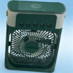 Portable Spray Desk Fan with 5 Water Mist Holes, Rechargeable Multifunctional Mini Cooling Fan with Light & Timer for Home Camping Office