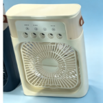 Portable Spray Desk Fan with 5 Water Mist Holes, Rechargeable Multifunctional Mini Cooling Fan with Light & Timer for Home Camping Office - Image 3